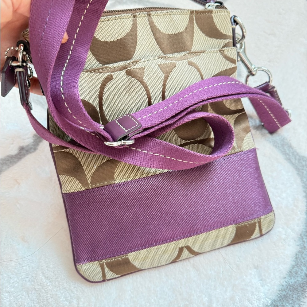 Coach Purple and Tan Crossbody Bag